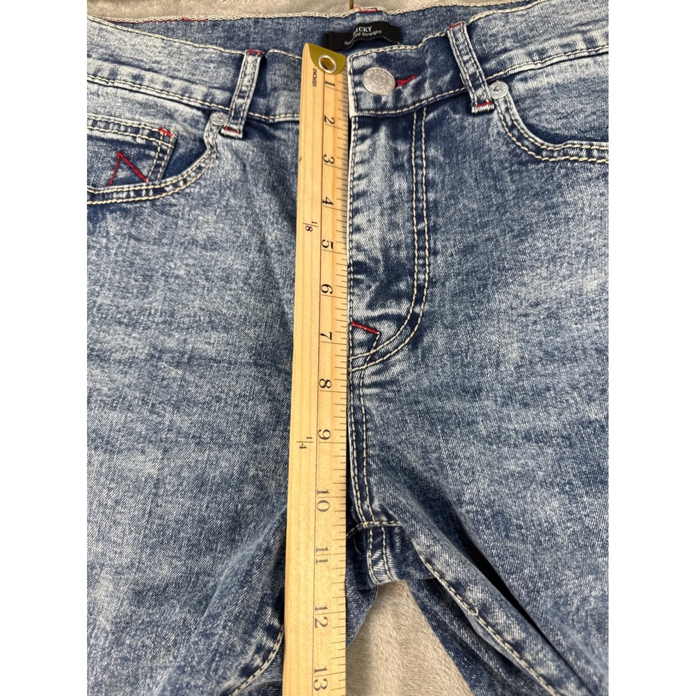 True Religion Jeans Mens 33 Ricky Big T NF Blue Acid Wash Straight NEW - Picture 6 of 11